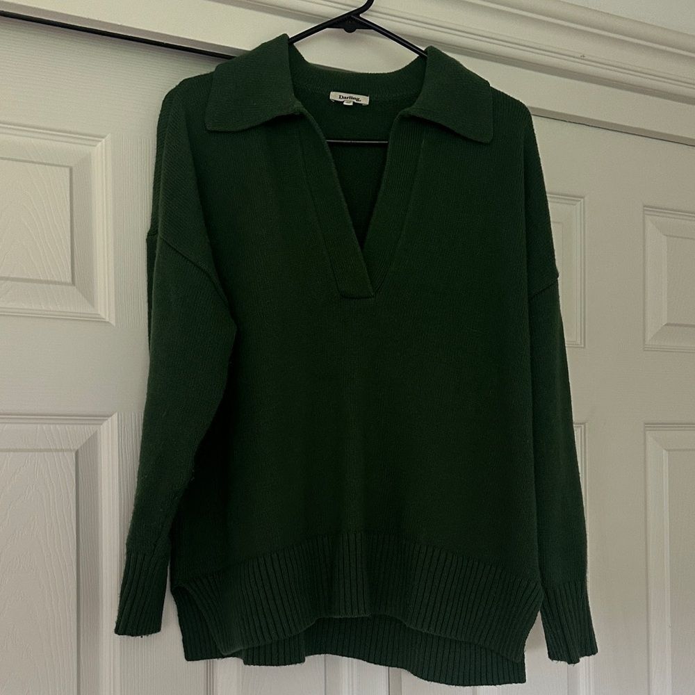 Darling Deep Green V-Neck Sweater